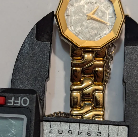 0Rare Vintage Womens Ladies Gold Lassale by Seiko Faceted Crystal Elegant